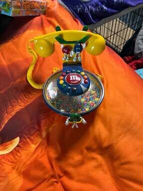 Vintage M&M's Candy Dish Landline Telephone - Red, Blue, and Green Characters